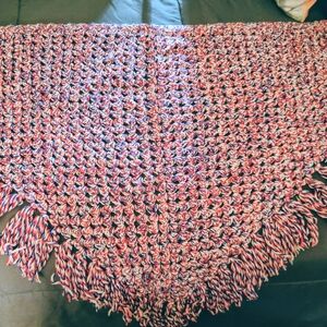 Vibrant Multicolor Crochet Shawl with Fringe